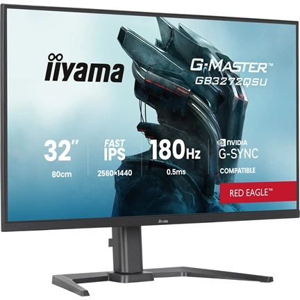 Iiyama G-Master GB3272QSU-B1 monitor - 31,5", QHD, IPS, 1ms, 180Hz, G-Sync Comp., állíth. magasság, USB hub, fekete