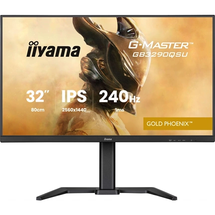 Iiyama G-Master GB3290QSU-B1 monitor - 31,5", QHD, IPS, 1ms, 240Hz, FreeSync Premium, állíth. magasság, USB hub, fekete