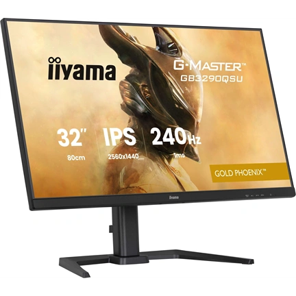 Iiyama G-Master GB3290QSU-B1 monitor - 31,5", QHD, IPS, 1ms, 240Hz, FreeSync Premium, állíth. magasság, USB hub, fekete