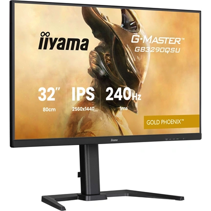 Iiyama G-Master GB3290QSU-B1 monitor - 31,5", QHD, IPS, 1ms, 240Hz, FreeSync Premium, állíth. magasság, USB hub, fekete