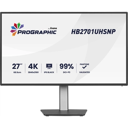 Iiyama ProGraphic HB2701UHSNP-B1 monitor - 27", UHD, IPS Black 2.0, 99% DCI-P3, áll. magasság, pivot, KVM, USB hub