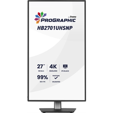 Iiyama ProGraphic HB2701UHSNP-B1 monitor - 27", UHD, IPS Black 2.0, 99% DCI-P3, áll. magasság, pivot, KVM, USB hub