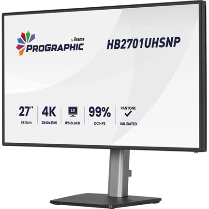 Iiyama ProGraphic HB2701UHSNP-B1 monitor - 27", UHD, IPS Black 2.0, 99% DCI-P3, áll. magasság, pivot, KVM, USB hub