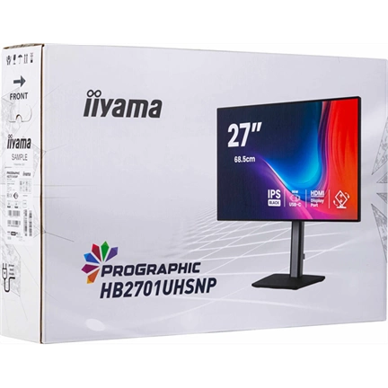 Iiyama ProGraphic HB2701UHSNP-B1 monitor - 27", UHD, IPS Black 2.0, 99% DCI-P3, áll. magasság, pivot, KVM, USB hub