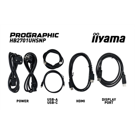 Iiyama ProGraphic HB2701UHSNP-B1 monitor - 27", UHD, IPS Black 2.0, 99% DCI-P3, áll. magasság, pivot, KVM, USB hub