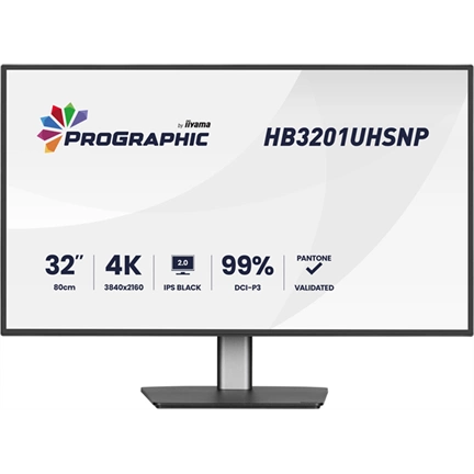 Iiyama ProGraphic HB3201UHSNP-B1 monitor - 31,5", UHD, IPS Black 2.0, 99% DCI-P3, áll. magasság, pivot, KVM, USB hub