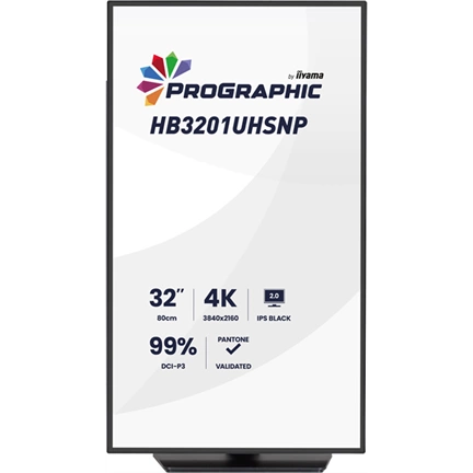Iiyama ProGraphic HB3201UHSNP-B1 monitor - 31,5", UHD, IPS Black 2.0, 99% DCI-P3, áll. magasság, pivot, KVM, USB hub