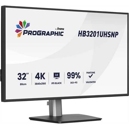 Iiyama ProGraphic HB3201UHSNP-B1 monitor - 31,5", UHD, IPS Black 2.0, 99% DCI-P3, áll. magasság, pivot, KVM, USB hub