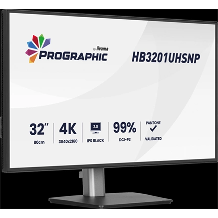 Iiyama ProGraphic HB3201UHSNP-B1 monitor - 31,5", UHD, IPS Black 2.0, 99% DCI-P3, áll. magasság, pivot, KVM, USB hub