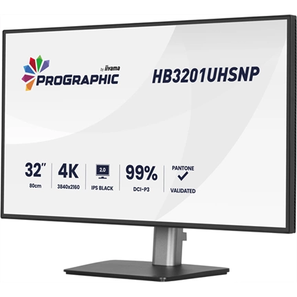 Iiyama ProGraphic HB3201UHSNP-B1 monitor - 31,5", UHD, IPS Black 2.0, 99% DCI-P3, áll. magasság, pivot, KVM, USB hub