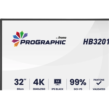 Iiyama ProGraphic HB3201UHSNP-B1 monitor - 31,5", UHD, IPS Black 2.0, 99% DCI-P3, áll. magasság, pivot, KVM, USB hub