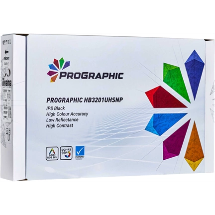 Iiyama ProGraphic HB3201UHSNP-B1 monitor - 31,5", UHD, IPS Black 2.0, 99% DCI-P3, áll. magasság, pivot, KVM, USB hub