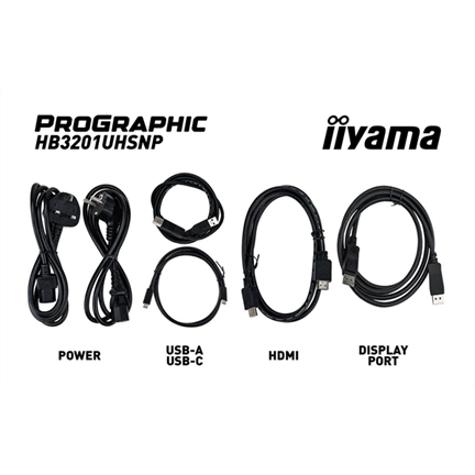 Iiyama ProGraphic HB3201UHSNP-B1 monitor - 31,5", UHD, IPS Black 2.0, 99% DCI-P3, áll. magasság, pivot, KVM, USB hub