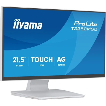 Iiyama ProLite T2252MSC-W2AG monitor - 21,5", PCAP+ 10 pontos érintőképernyős, FHD, IPS, 100Hz, USB hub, fehér