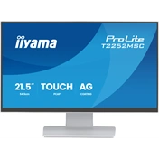 Iiyama ProLite T2252MSC-W2AG monitor - 21,5", PCAP+ 10 pontos érintőképernyős, FHD, IPS, 100Hz, USB hub, fehér