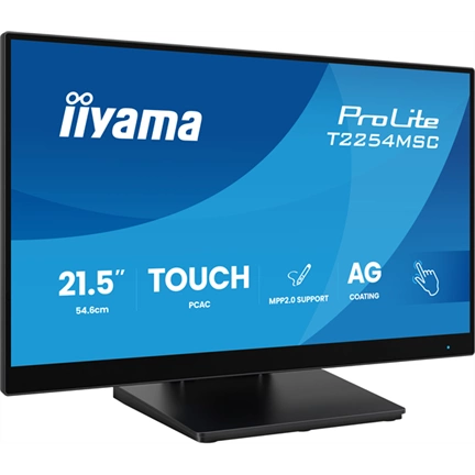Iiyama ProLite T2254MSC-B2AG monitor - 21,5", PCAP+ 10 pontos érintőképernyős, MPP 2.0, FHD, IPS, 100Hz, USB hub, fekete