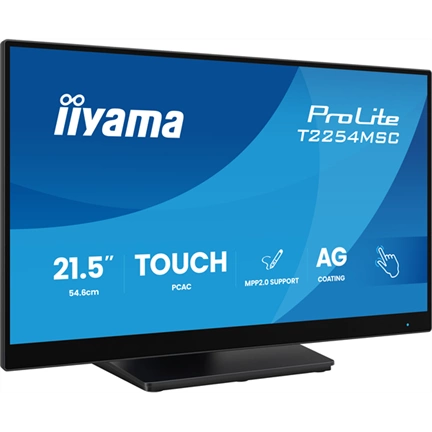 Iiyama ProLite T2254MSC-B2AG monitor - 21,5", PCAP+ 10 pontos érintőképernyős, MPP 2.0, FHD, IPS, 100Hz, USB hub, fekete