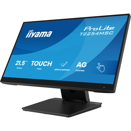 Iiyama ProLite T2254MSC-B2AG monitor - 21,5", PCAP+ 10 pontos érintőképernyős, MPP 2.0, FHD, IPS, 100Hz, USB hub, fekete
