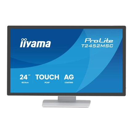Iiyama ProLite T2452MSC-W1AG monitor - 24", PCAP+ 10 pontos érintőképernyős, FHD, IPS, 100Hz, USB hub, fehér
