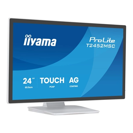 Iiyama ProLite T2452MSC-W1AG monitor - 24", PCAP+ 10 pontos érintőképernyős, FHD, IPS, 100Hz, USB hub, fehér