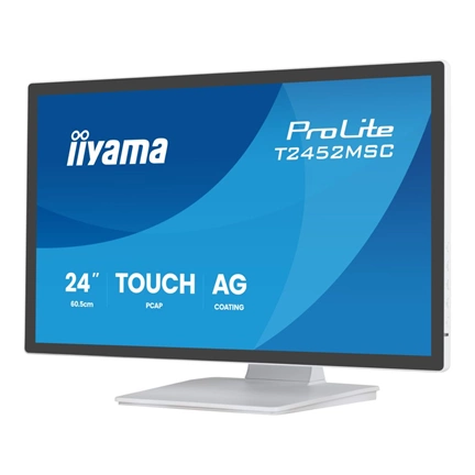 Iiyama ProLite T2452MSC-W1AG monitor - 24", PCAP+ 10 pontos érintőképernyős, FHD, IPS, 100Hz, USB hub, fehér