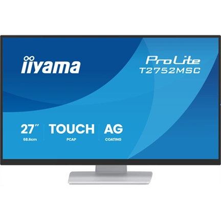 Iiyama ProLite T2752MSC-W1AG monitor - 27", PCAP+ 10 pontos érintőképernyős, FHD, IPS, 100Hz, USB hub, fehér