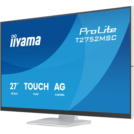 Iiyama ProLite T2752MSC-W1AG monitor - 27", PCAP+ 10 pontos érintőképernyős, FHD, IPS, 100Hz, USB hub, fehér