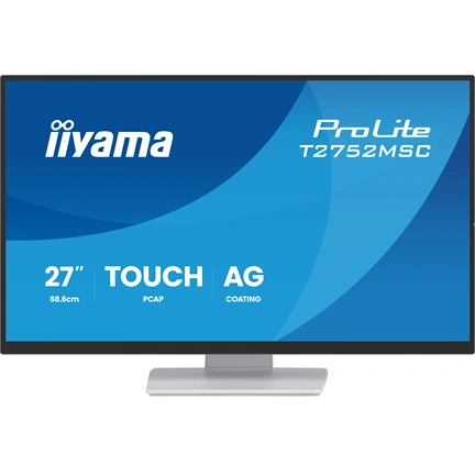 Iiyama ProLite T2752MSC-W1AG monitor - 27", PCAP+ 10 pontos érintőképernyős, FHD, IPS, 100Hz, USB hub, fehér