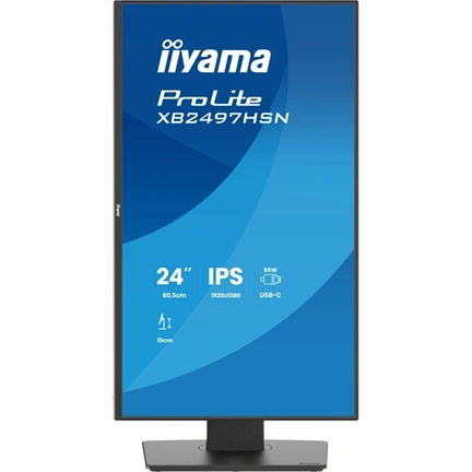 Iiyama ProLite XB2497HSN-B1 monitor - 24", FHD, IPS, 100Hz, USB-C, állítható magasság, pivot, fekete