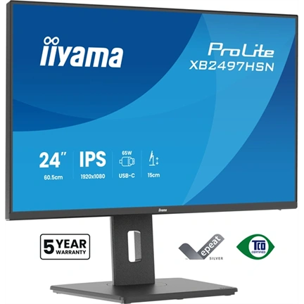 Iiyama ProLite XB2497HSN-B1 monitor - 24", FHD, IPS, 100Hz, USB-C, állítható magasság, pivot, fekete