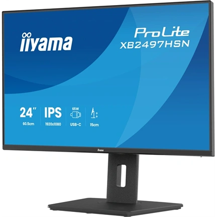 Iiyama ProLite XB2497HSN-B1 monitor - 24", FHD, IPS, 100Hz, USB-C, állítható magasság, pivot, fekete
