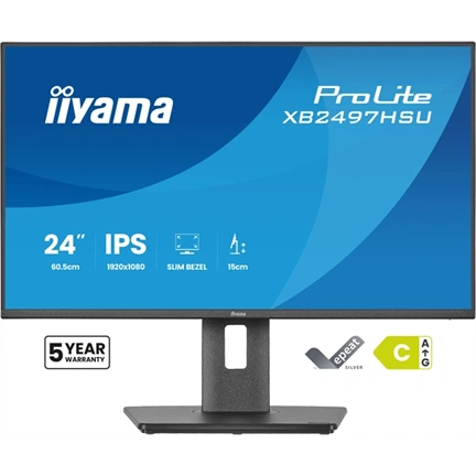 Iiyama ProLite XB2497HSU-B1 monitor - 23,8", FHD, IPS, 120Hz, USB hub, állítható magasság, pivot, fekete