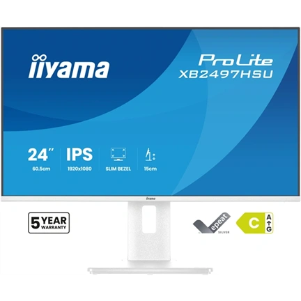 Iiyama ProLite XB2497HSU-W1 monitor - 23,8", FHD, IPS, 120Hz, USB hub, állítható magasság, pivot, fehér