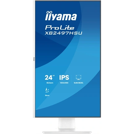 Iiyama ProLite XB2497HSU-W1 monitor - 23,8", FHD, IPS, 120Hz, USB hub, állítható magasság, pivot, fehér
