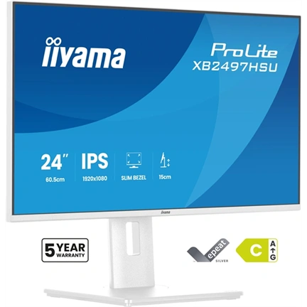 Iiyama ProLite XB2497HSU-W1 monitor - 23,8", FHD, IPS, 120Hz, USB hub, állítható magasság, pivot, fehér