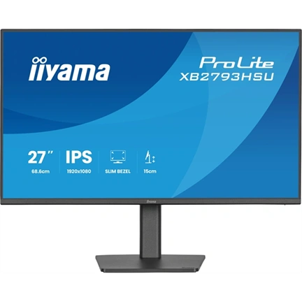 Iiyama ProLite XB2793HSU-B1 monitor - 27", FHD, IPS, 120Hz, USB hub, állatható magasság, pivot, fekete