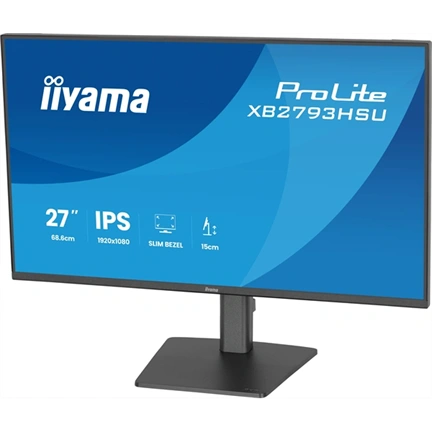 Iiyama ProLite XB2793HSU-B1 monitor - 27", FHD, IPS, 120Hz, USB hub, állatható magasság, pivot, fekete