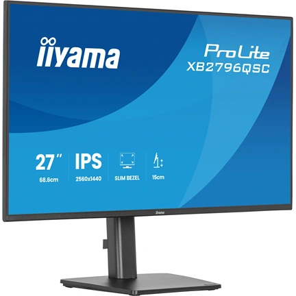 Iiyama ProLite XB2796QSC-B1 monitor - 27", QHD, IPS, 75Hz, USB-C, állatható magasság, pivot, fekete