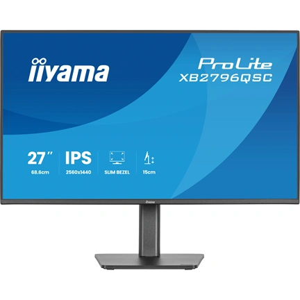 Iiyama ProLite XB2796QSC-B1 monitor - 27", QHD, IPS, 75Hz, USB-C, állatható magasság, pivot, fekete