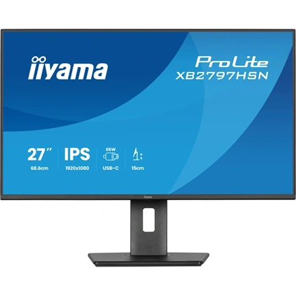 Iiyama ProLite XB2797HSN-B1 monitor - 27", FHD, IPS, 100Hz, USB-C, állítható magasság, pivot, fekete