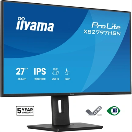 Iiyama ProLite XB2797HSN-B1 monitor - 27", FHD, IPS, 100Hz, USB-C, állítható magasság, pivot, fekete