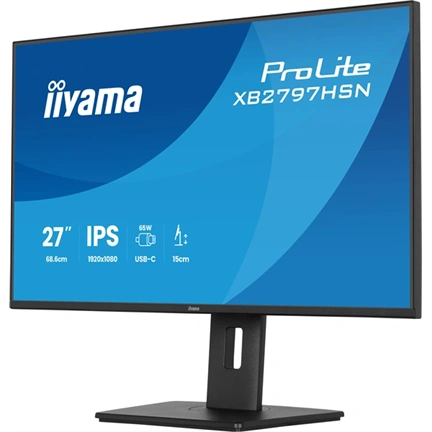 Iiyama ProLite XB2797HSN-B1 monitor - 27", FHD, IPS, 100Hz, USB-C, állítható magasság, pivot, fekete
