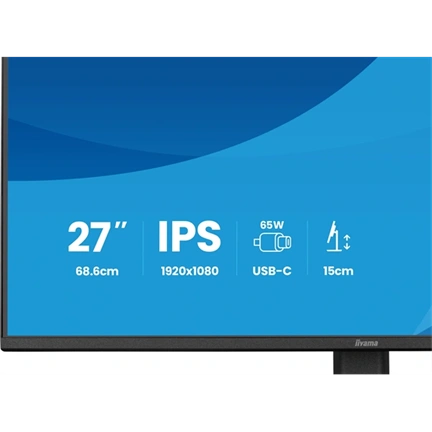 Iiyama ProLite XB2797HSN-B1 monitor - 27", FHD, IPS, 100Hz, USB-C, állítható magasság, pivot, fekete