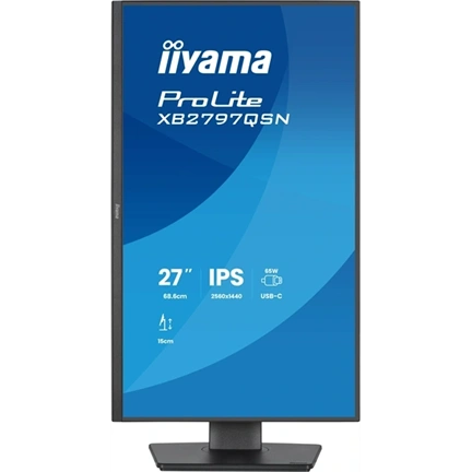 Iiyama ProLite XB2797QSN-B1 monitor - 27", QHD, IPS, 75Hz, USB-C, állítható magasság, pivot, fekete