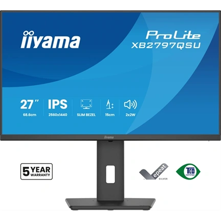 Iiyama ProLite XB2797QSU-B1 monitor - 27", QHD, IPS, 75Hz, USB hub, állítható magasság, pivot, fekete