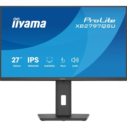 Iiyama ProLite XB2797QSU-B1 monitor - 27", QHD, IPS, 75Hz, USB hub, állítható magasság, pivot, fekete