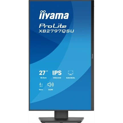 Iiyama ProLite XB2797QSU-B1 monitor - 27", QHD, IPS, 75Hz, USB hub, állítható magasság, pivot, fekete