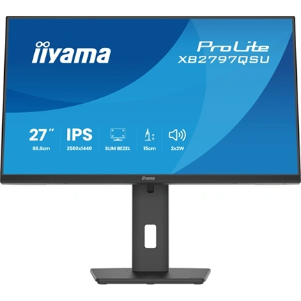 Iiyama ProLite XB2797QSU-B1 monitor - 27", QHD, IPS, 75Hz, USB hub, állítható magasság, pivot, fekete