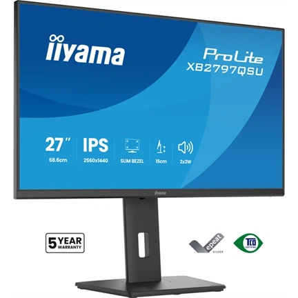 Iiyama ProLite XB2797QSU-B1 monitor - 27", QHD, IPS, 75Hz, USB hub, állítható magasság, pivot, fekete