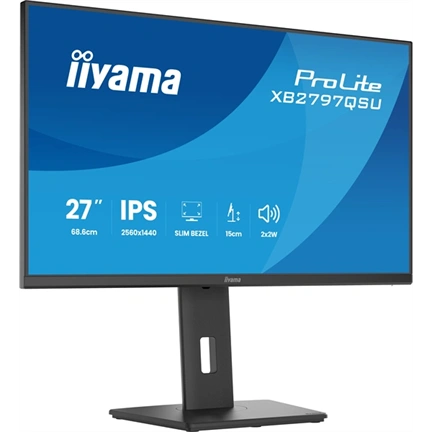 Iiyama ProLite XB2797QSU-B1 monitor - 27", QHD, IPS, 75Hz, USB hub, állítható magasság, pivot, fekete
